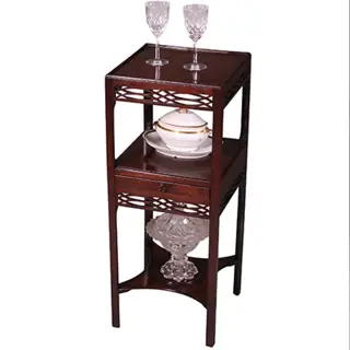 Etagiere nachtkastje Engelse bedside tabel of nightstand in mahonie met lade ca 1820