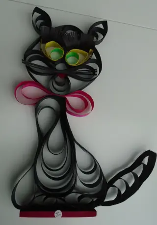 KAT/ POES MULTI COLOR 34 CM HOOG NIEUW