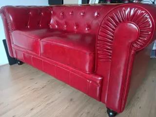 Foto 7 van Tweezits bank Chesterfield rood Nieuw!
