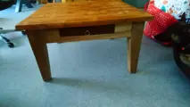 Foto 25 van Eetkamerstoelen met biezenmatten + bijpassende tafel van 190 x 80 x 8 Cm. dik
