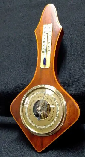 Vintage baro-/thermo,noten kl.montuur,jr 60 '31.5cm h,gst