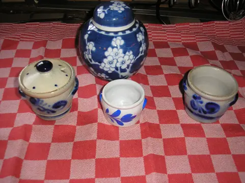Mosterd potjes , 4 stuks - z.g.a.n.