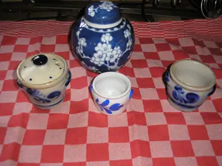 Mosterd potjes , 4 stuks - z.g.a.n.