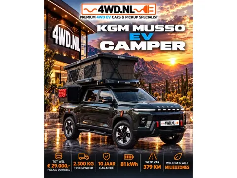 KGM MUSSO EV 4WD -81KWh- WLTP 379 KM - FISCAAL ZEER VOORDELIG - V.A € 38.000 EXCL Opbouw CANOPY DAKT