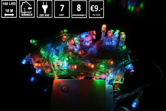 Mooie energiezuinige LEDverlichting 10mtr ketting multicolor