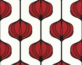 Retro rood trendy behang 40