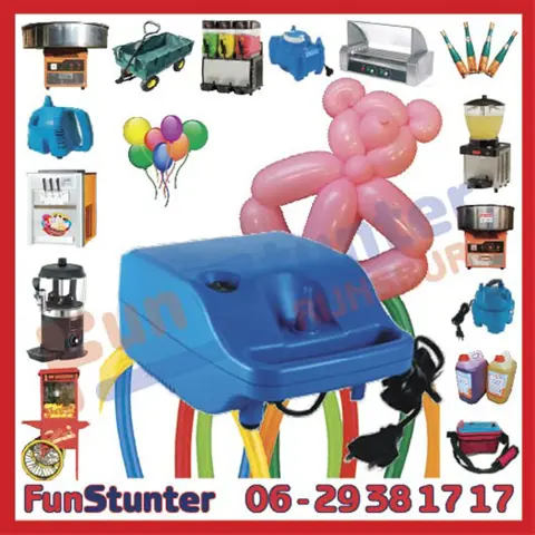 BALLONNENPOMPEN, voor de ballonnenclown, op 230V of accu