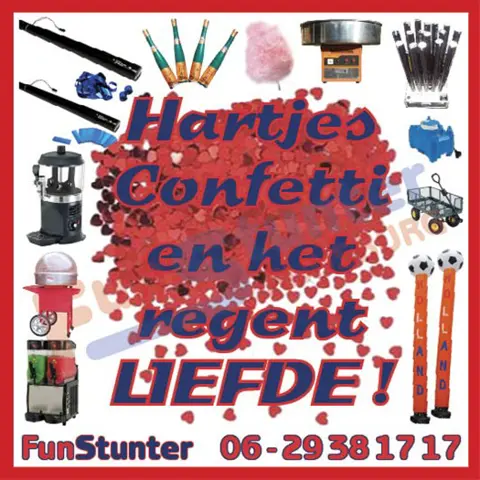 Hartjesconfetti en het regent LIEFDE, Wit, Rood of Roze