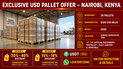 30 PALLETS USD-INVENTARIS — JKIA / DOUANE-ENTREPOT