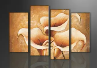Nieuw canvas schilderij 4-luik Bloemen 130 x 80 cm
