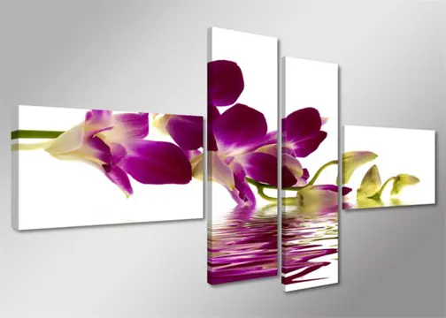 Nieuw canvas schilderij 4-luik Orchidee 160 x 70 cm