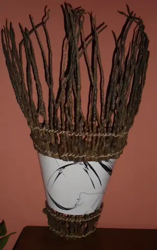 WANDLAMPEN JUNGLE GROOT HOUT LICHT DOEK 65 CM HOOG Nieuw
