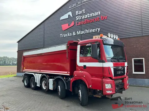 MAN TGS 10x8 kipper bladgeveerd met 22m³ kipper en milieukleppen, heeft poolse registratie. BS2166