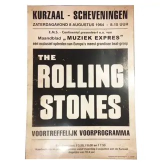 Rolling Stones concert poster Kurhaus 1964. Het nooit