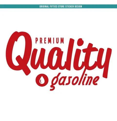Sticker Premium Quality Gasoline : Rood