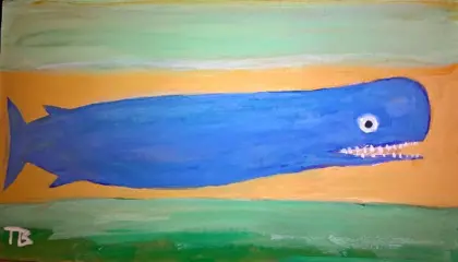 Tim Brown '' Potvis '' mix-media karton 16 x 28 cm.