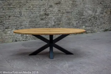 300x120cm ovale eiken industriele tafel nu online