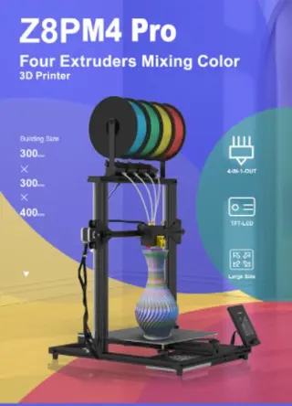 Zonestar Z8PM4 Pro 4 Titan Extruders 3D Printer, 4 in1 out