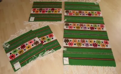 KELIM GROENE KLEDEN BLOEMEN SET 4 STUKS NIEUW