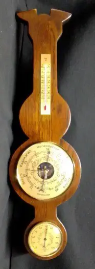 Rustieke Banjo Baro-/hygro-/thermometer, nst, 57.5 cm, zgst