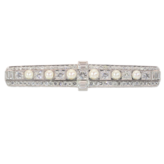 Platinum diamond bar brooch with Art Deco influence, circa 1950