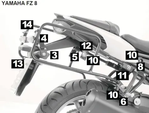 KOFFERBEUGELSET Yamaha FZ8 2010 - 2015