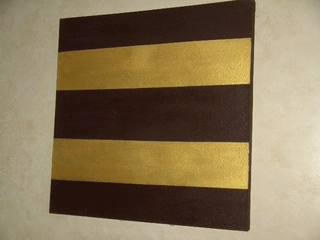 SCHILDERIJ ABSTRACT BRUIN/ GEEL-GOUD, 90x90 cm Nieuw