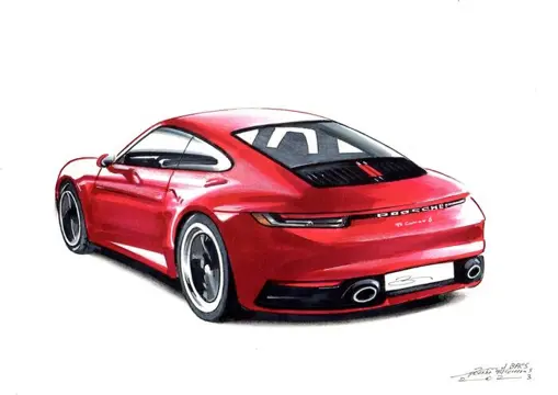 Afbeelding/illustratie - Porsche 911 Carrera S - Dessin