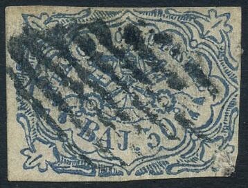 Italiaanse oude staten - Pauselijke Staat 1852 - Papal coat of arms. 50 baj azure - Sassone N. 10
