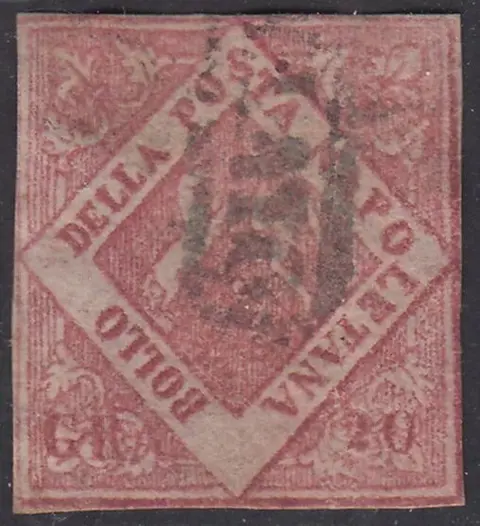 Italiaanse oude staten - Napels 1858 - Regno di Napoli gr. 20 rosa brunastro falso per servire del VII tipo - Sassone N. F14