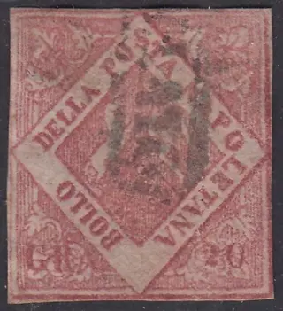 Italiaanse oude staten - Napels 1858 - Regno di Napoli gr. 20 rosa brunastro falso per servire del VII tipo - Sassone N. F14