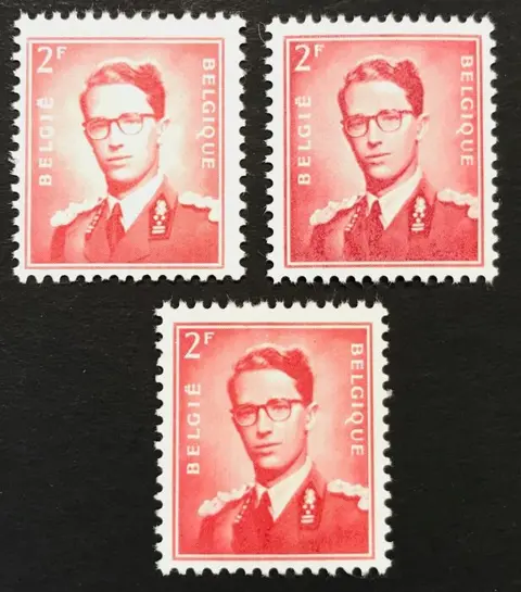 België 1953 - Boudewijn met bril - Zeldzame nuance BLOEDROOD - ROUGE SANG - Postfris - OBP 925/a/b