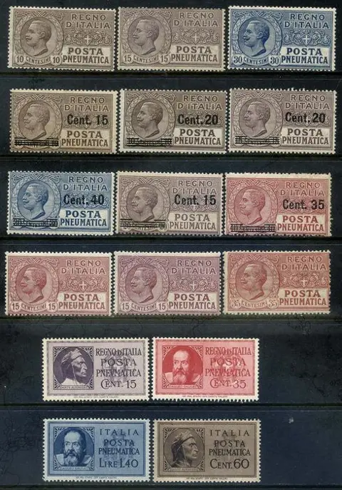 Koninkrijk Italië 1913 - Pneumatic post, 6 sets, 16 values - Sassone N. 1/7-10/17