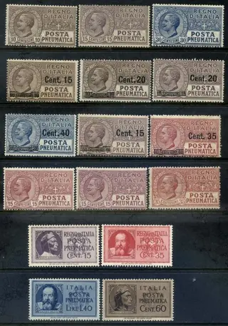 Koninkrijk Italië 1913 - Pneumatic post, 6 sets, 16 values - Sassone N. 1/7-10/17