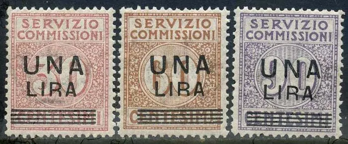 Koninkrijk Italië 1913 - Commission service, complete set of 3 overprinted values with good/very good centring. - Sassone N. 4/6