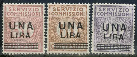 Koninkrijk Italië 1913 - Commission service, complete set of 3 overprinted values with good/very good centring. - Sassone N. 4/6