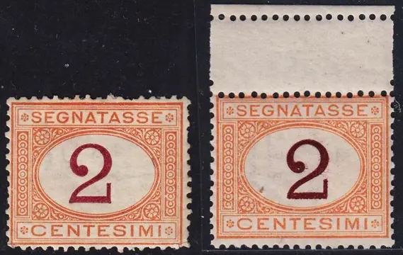 Koninkrijk Italië 1870 - Segnatasse c. 2 ocra con cifra violetto scuro con decalco della cifra "2" - n. 4/Igb