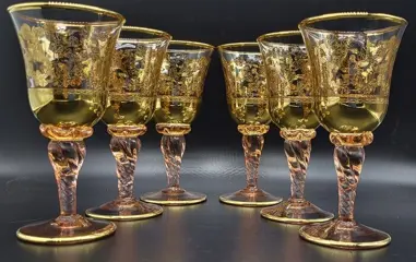 Antica cristalleria italiana - prachtige bekers in goud met