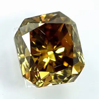 Diamant - 0.56 ct - Radiant - Natural Fancy Brownish Yellow