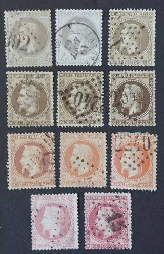 Frankrijk - Napoleon III with laurels, lot stamps with nuances
