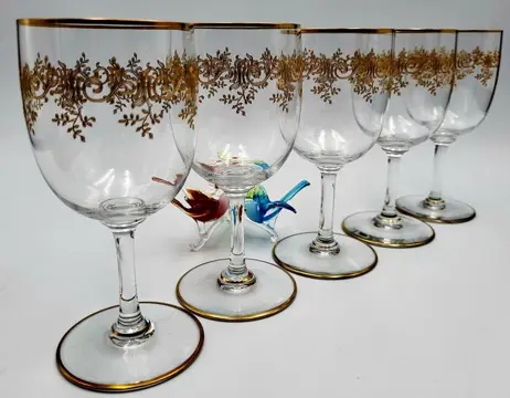 Baccarat - Bril (5) - .999 (24 kt) goud, Kristal - Recamier