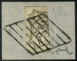 Italiaanse oude staten - Pauselijke Staat 1852 - 8 baj vertically split for 4 baj. With certificate - Sassone N. 8