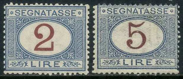 Italië 1903 - Postage due, 2 and 5 lire, set of 2 values. With certificate. - Sassone T 29/30
