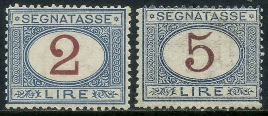 Italië 1903 - Postage due, 2 and 5 lire, set of 2 values. With certificate. - Sassone T 29/30