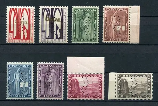 België 1929 - Eerste Orval met VERTICALE Mouwstrepen - POSTFRIS - met Certificaat - OBP 258A/266AA
