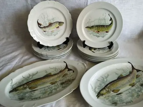 Limoges - Union Limousine visservieset (14) - Porselein