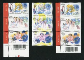 België 2003 - "Een hart voor ..." - Curiositeiten "mistanding en verschoven kleuren" - OBP 3152/54 - Cu