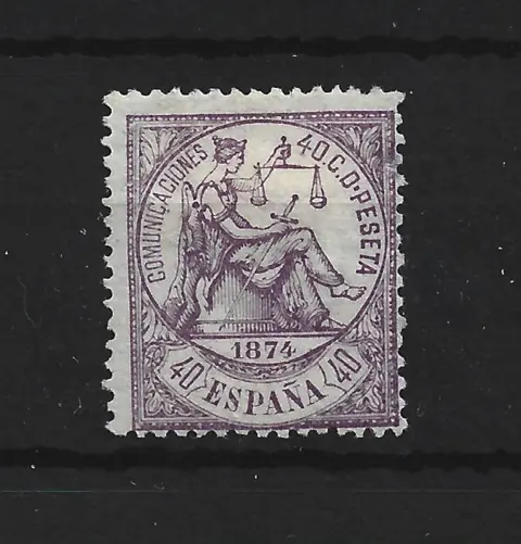 Spanje 1874 - 40 cts violet of the allegory - Edifil 148