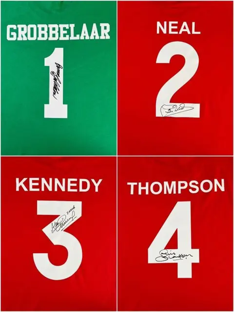 Lot of 4 Autograph T-Shirts - Liverpool FC - Bruce