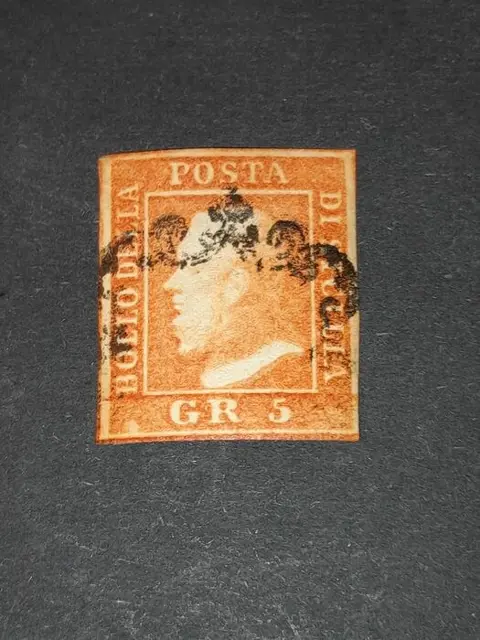 Italiaanse oude staten - Sicilië 1859 - 5 gr vermiglio chiaro - sassone 10